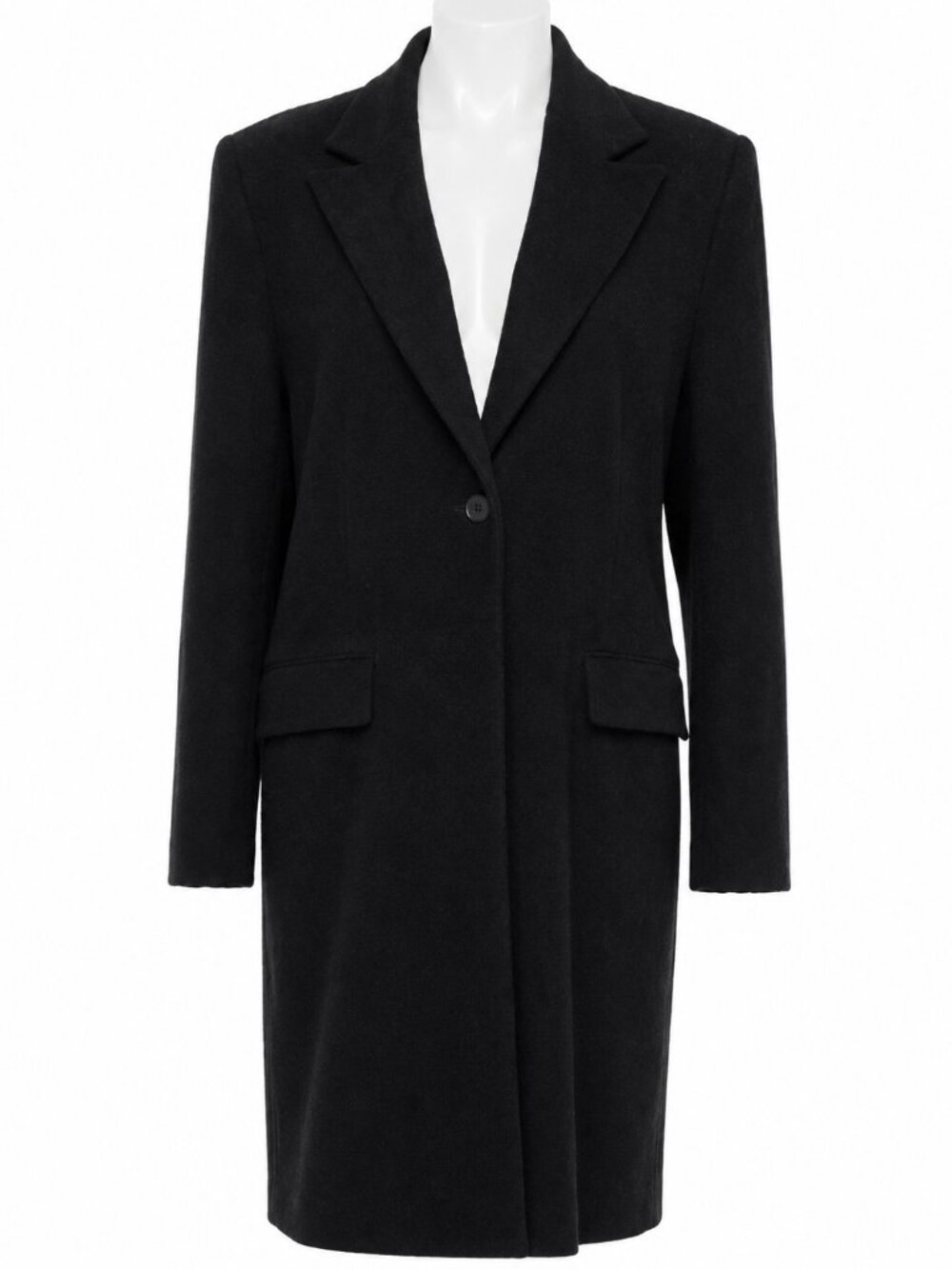 Size 16 long black blazer coat. vintage classy elegant dinner jacket. Faux suede